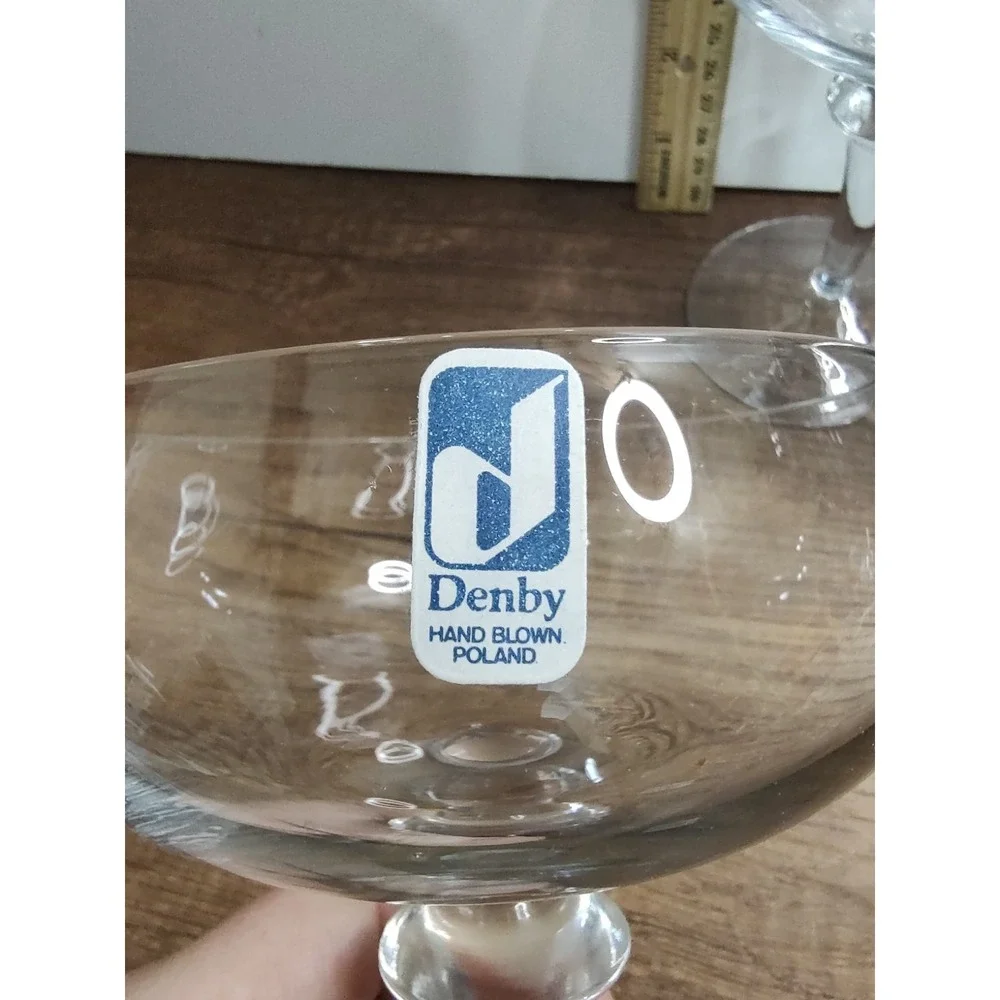 DENBY Clear Champagne Glass Lot Of 2 5.75